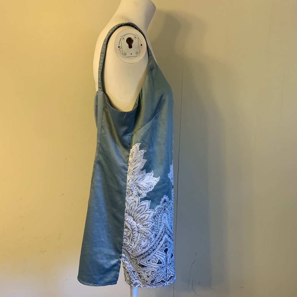 Soft Surroundings Silky Blue Lace Print Tank Top M - Picture 4 of 8